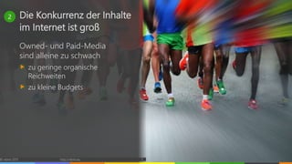 © vibrio 2017 http://vibrio.eu 5
Die Konkurrenz der Inhalte
im Internet ist groß
Owned- und Paid-Media
sind alleine zu schwach
zu geringe organische
Reichweiten
zu kleine Budgets
2
 
