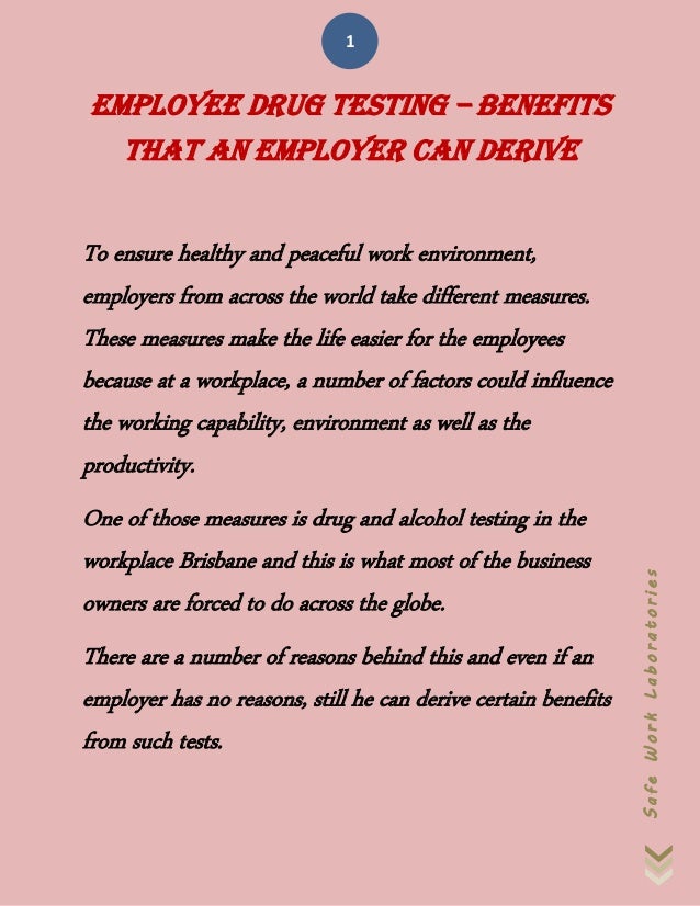 Employee Drug Testing Benefits That an Employer Can Derive