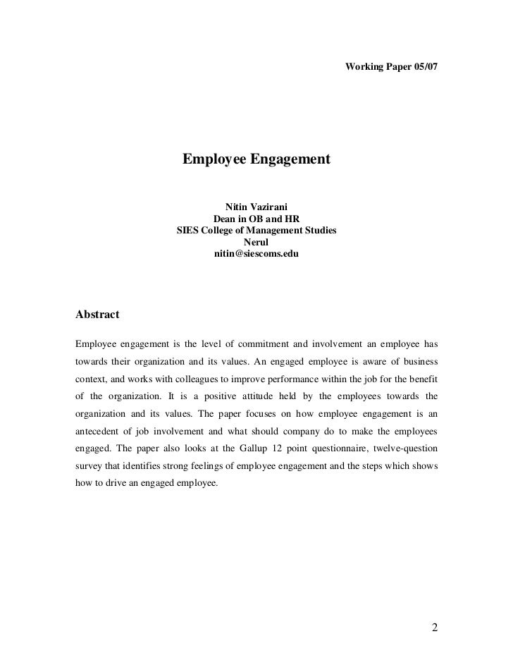 research paper on employee engagement and work culture