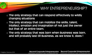 Beyond Corporate Entrepreneurism
9 MANAGEMENT INTERVENTIONS TO MAKE YOUR BUSINESS MORE AGILE!
© SigMax E Services, 2015
WH...