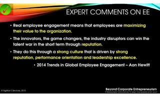 Beyond Corporate Entrepreneurism
9 MANAGEMENT INTERVENTIONS TO MAKE YOUR BUSINESS MORE AGILE!
© SigMax E Services, 2015
• ...