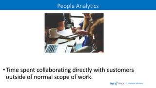 | Employer Solutions
People Analytics
•Time spent collaborating directly with customers
outside of normal scope of work.
 