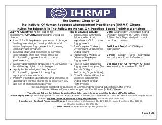 The Kumasi Chapter Of
The Institute Of Human Resource Management Practitioners (IHRMP) Ghana
Invites Participants To The F...