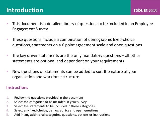 100 sample employee engagement survey questions