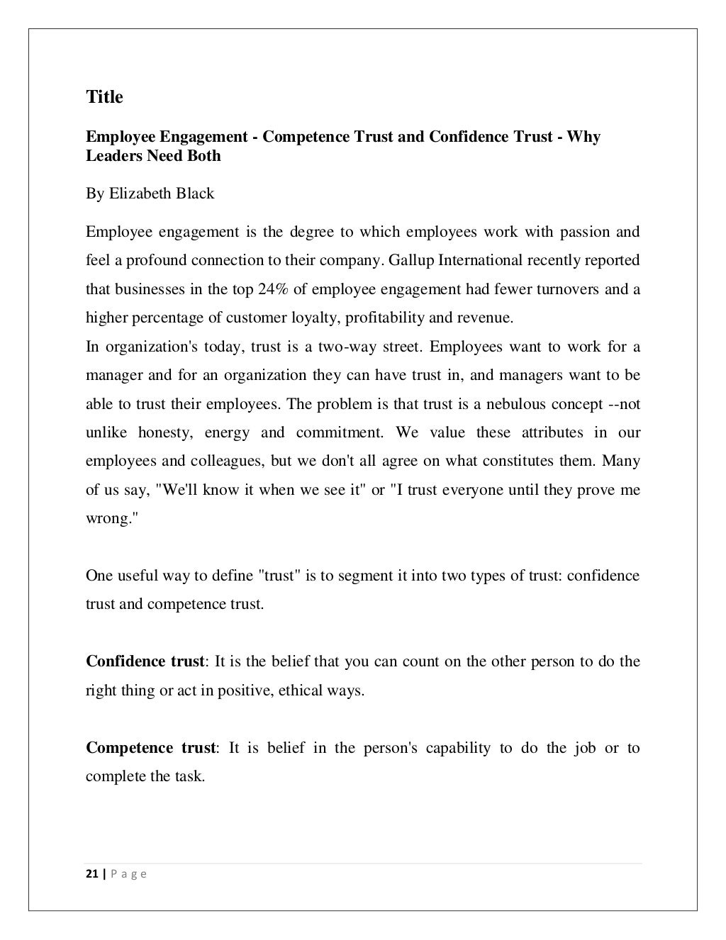 Employee Engagement Report