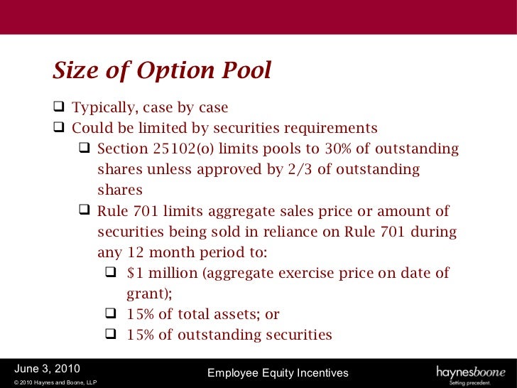 Rule 701 stock options
