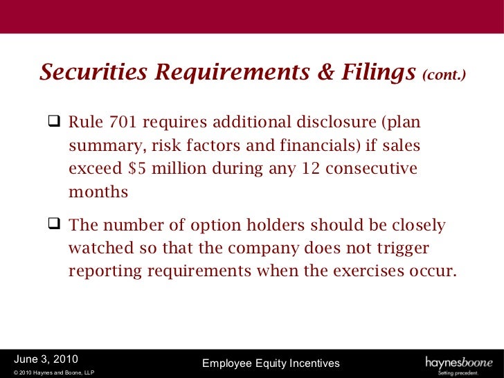 Rule 701 stock options