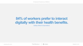 bamboohr.com league.com
Employee Experience Matters
84% of workers prefer to interact
digitally with their health benefits.
Gallup (Rand Corporation)
 