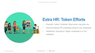 bamboohr.com league.com
Employee Experience Matters
• Cosmetic “culture” initiatives: Xbox rooms, nap pods, etc.
• Interna...