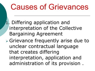 Causes of Grievances4. Grievances inspired by the Union leadersSome union stewards are oriented towards submitting grievances. Even when he offended employees decides not to file the grievance , some stewards will file the grievance in the name of the union. 