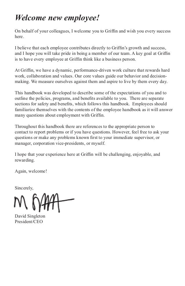 welcome message for new employees