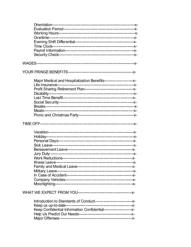 sample employee handbooks