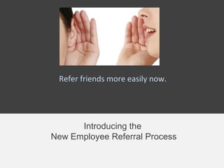 Refer friends more easily now.

Introducing the
New Employee Referral Process

 
