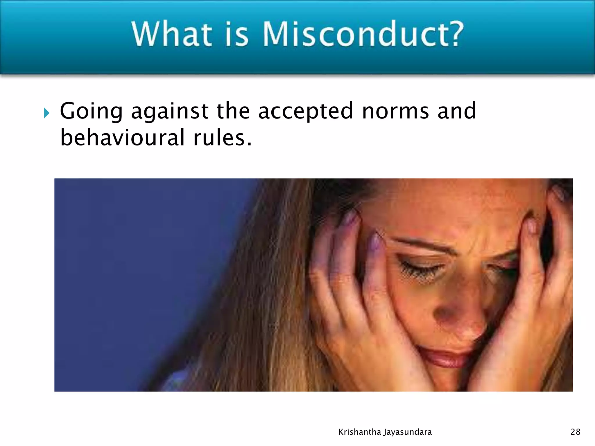  Going against the accepted norms and
behavioural rules.
28Krishantha Jayasundara
 