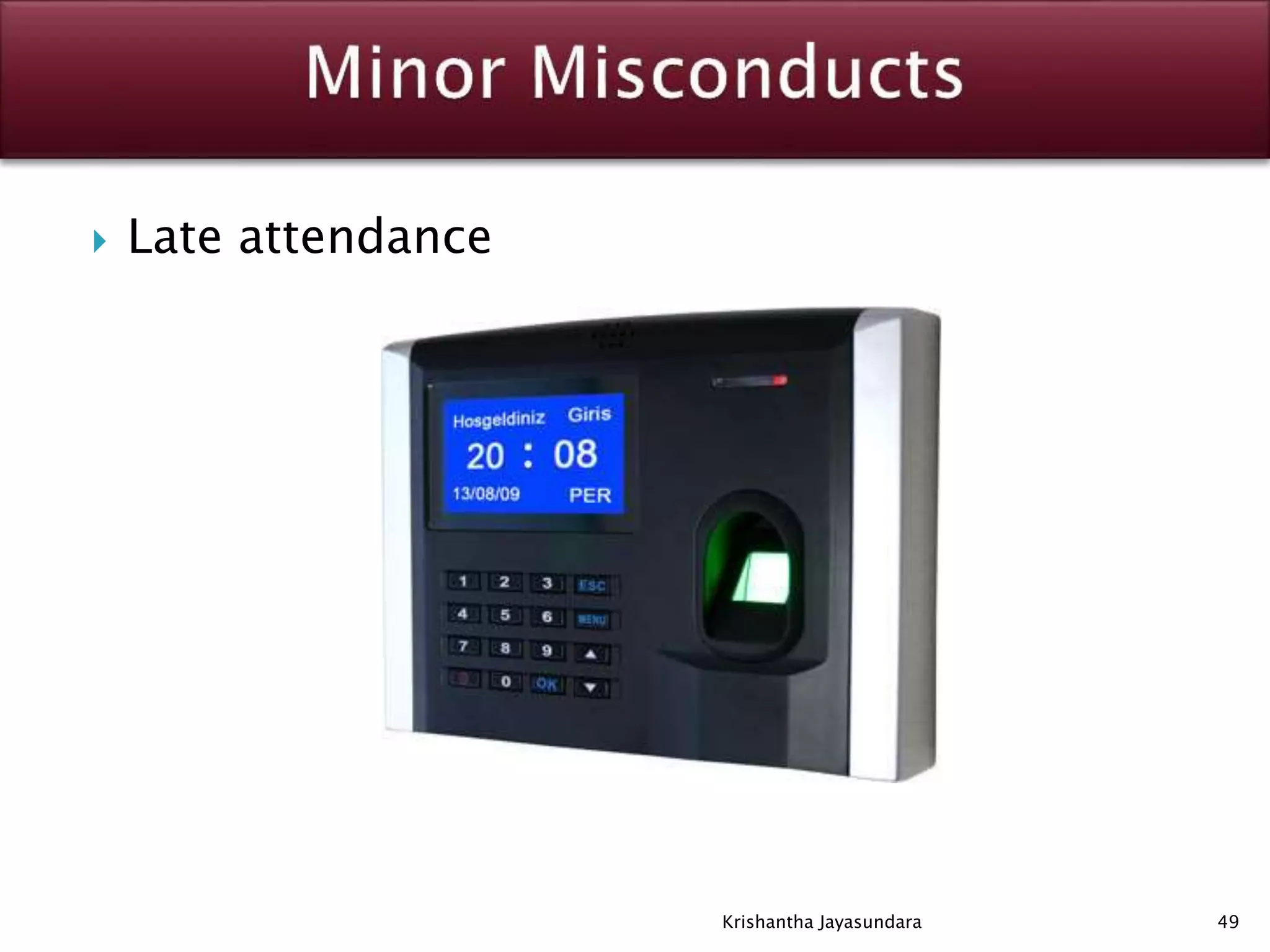  Late attendance
49Krishantha Jayasundara
 