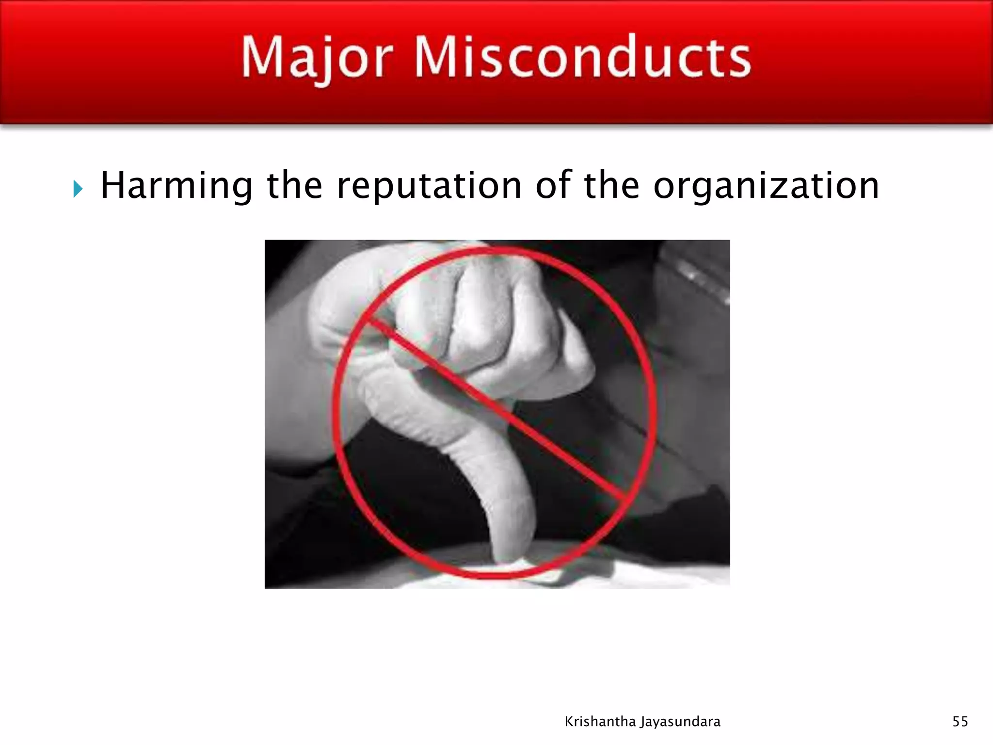  Harming the reputation of the organization
55Krishantha Jayasundara
 