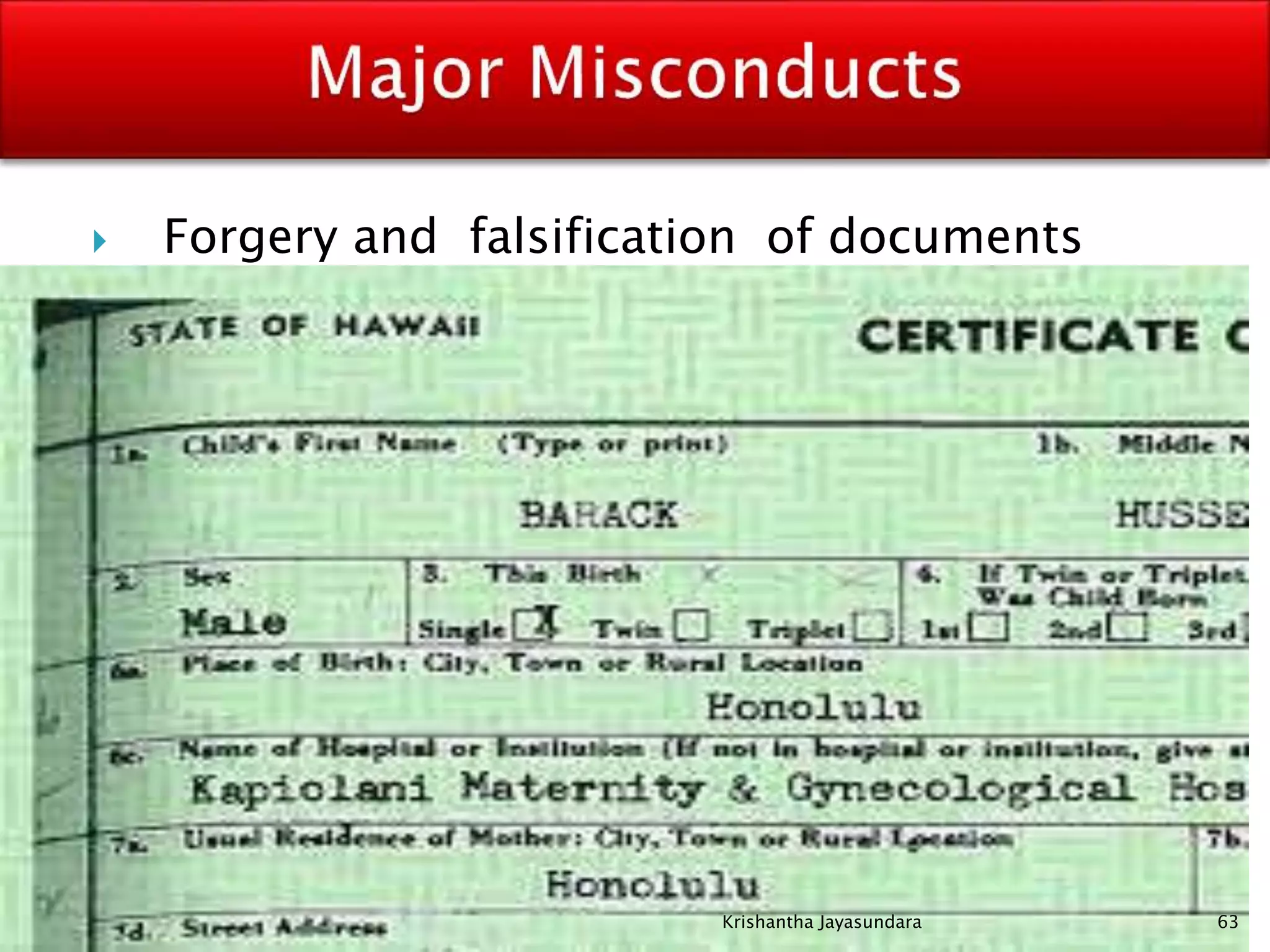  Forgery and falsification of documents
63Krishantha Jayasundara
 