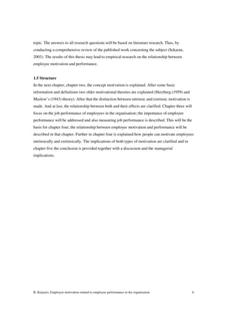 Employee motivation and performance | PDF