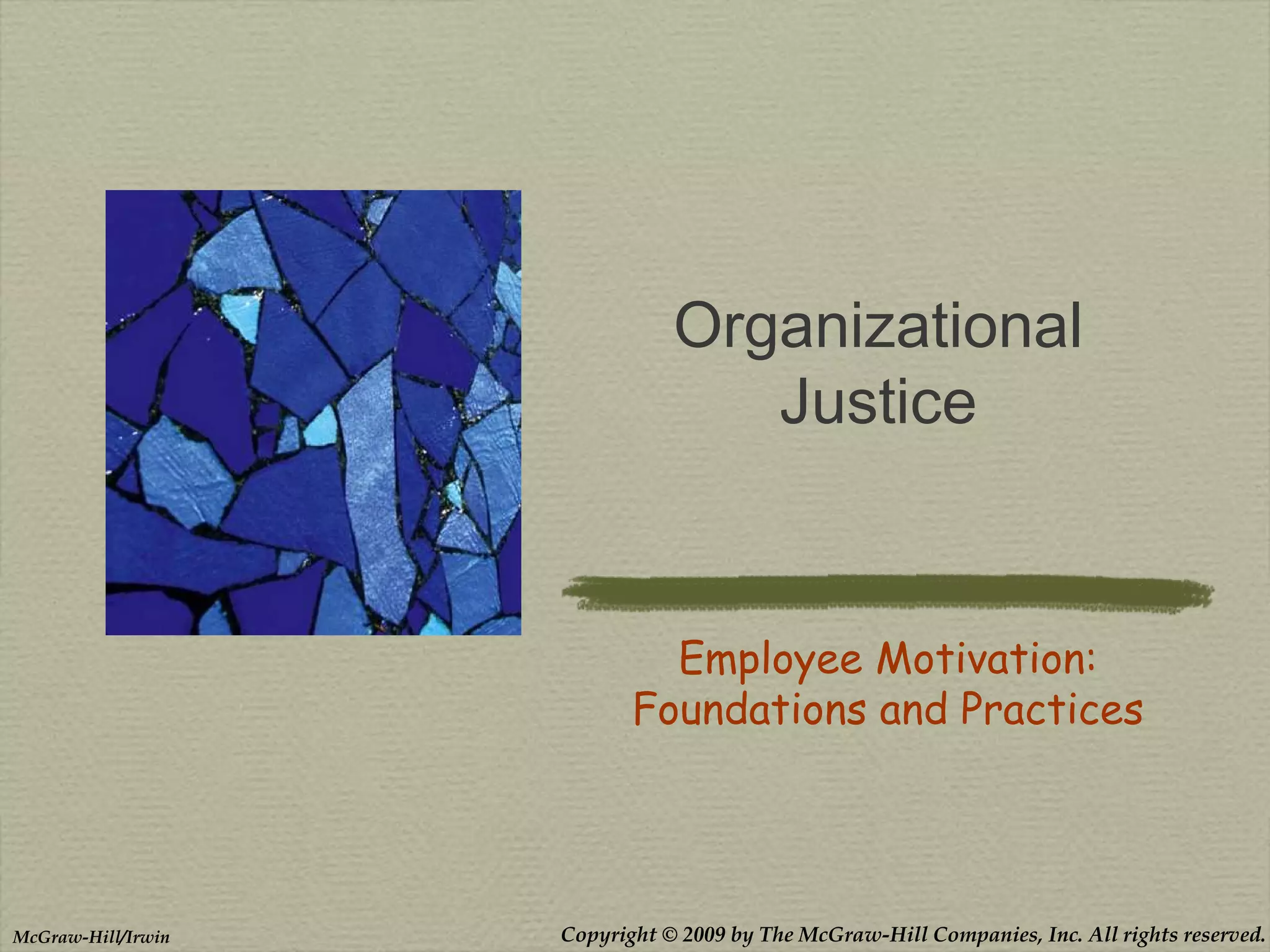 Copyright © 2009 by The McGraw-Hill Companies, Inc. All rights reserved.McGraw-Hill/Irwin
Organizational
Justice
Employee Motivation:
Foundations and Practices
 
