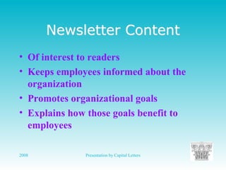 Newsletter Goals Employee Newsletters | PDF | Human Resources | Business