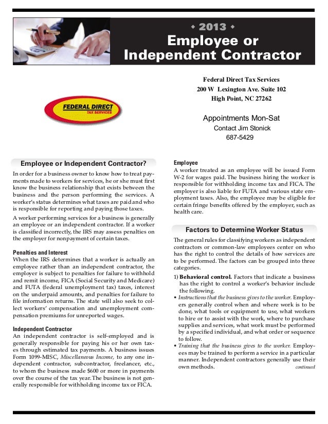 Employee Or Independent Contractor