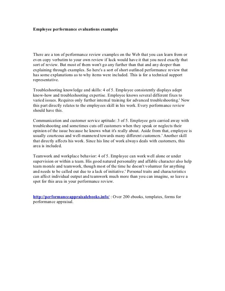 employee performance evaluations examples employee performance evaluations examples