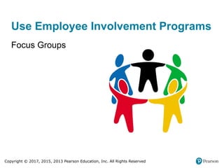 Copyright © 2017, 2015, 2013 Pearson Education, Inc. All Rights Reserved
Use Employee Involvement Programs
Focus Groups
 