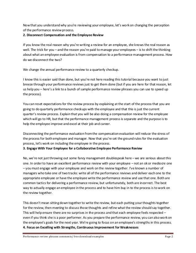 employee review phrases quarterly employee reviews