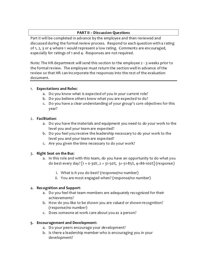employee expectation list
