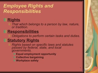 Employee Rights and Responsibilities ,[object Object],[object Object],[object Object],[object Object],[object Object],[object Object],[object Object],[object Object],[object Object]