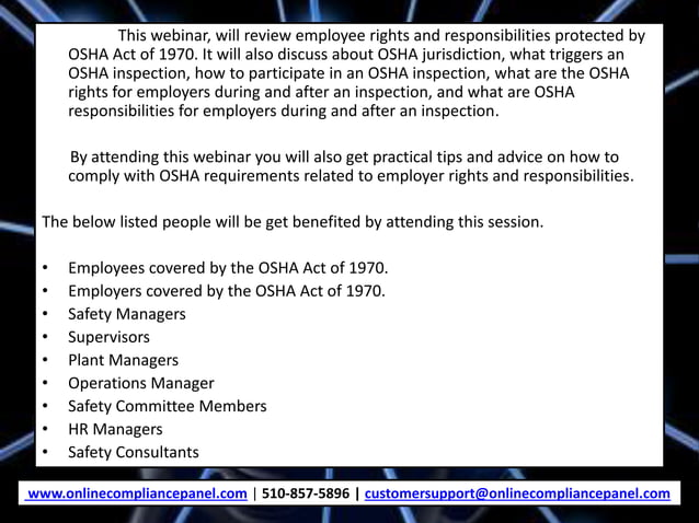 Employee rights & responsibilities protected by osha | PDF | Business ...