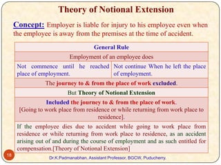 Theory of Notional Extension
Concept: Employer is liable for injury to his employee even when
the employee is away from th...