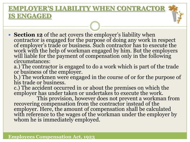 Employees compensation act, 1923 | PPTX | Law