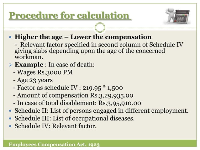 Employees compensation act, 1923 | PPTX | Law