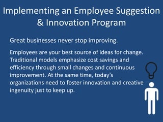 10 Tips for Implementing Employee Suggestion and Innovation Programs | PPTX