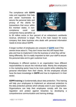 Gdpr Essentials Training Answers.pdf Employee Training is Key to GDPR Compliance: GDPR | PDF