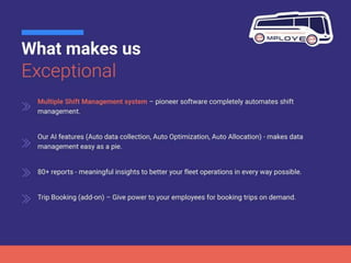 Employee Transportation Management System with Artificial Intelligence and Multiple Shift Management by Probytes