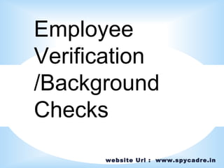 website Url : www.spycadre.in
Employee
Verification
/Background
Checks
 