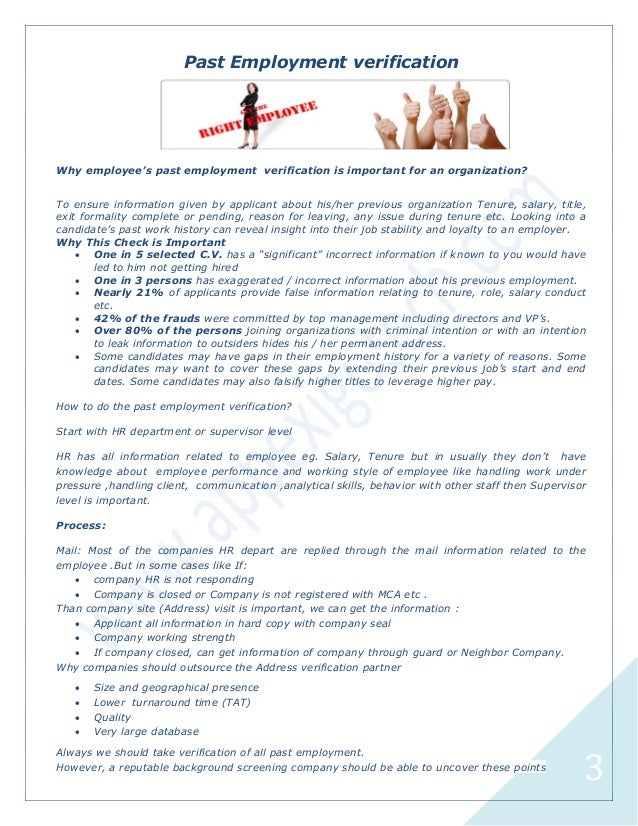 prior employment verification