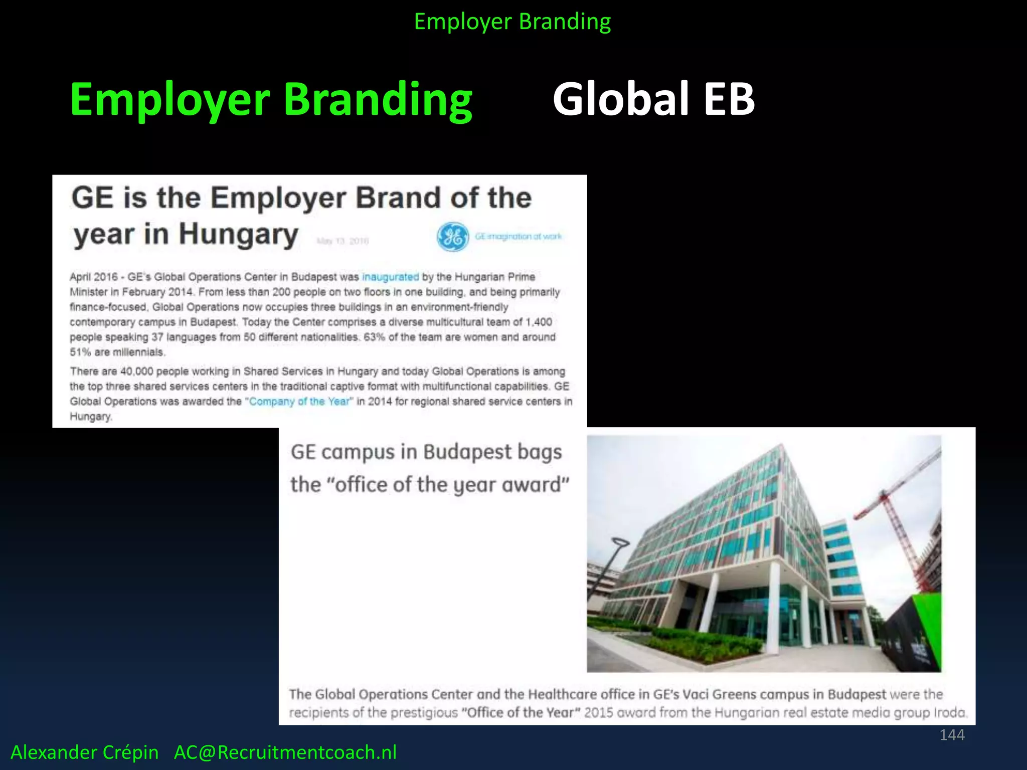Employer Branding Global EB
Alexander Crépin AC@Recruitmentcoach.nl
Employer Branding
144
 