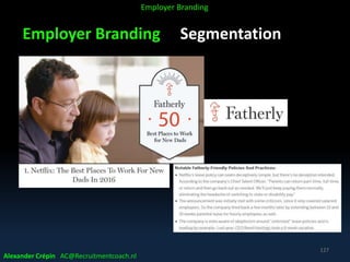 Employer Branding Segmentation
Alexander Crépin AC@Recruitmentcoach.nl
127
Employer Branding
 