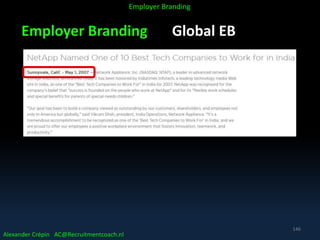 Employer Branding Global EB
Alexander Crépin AC@Recruitmentcoach.nl
Employer Branding
146
 