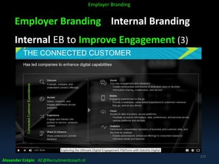 Employer Branding Internal Branding
Internal EB to Improve Engagement (3)
Alexander Crépin AC@Recruitmentcoach.nl
117
Employer Branding
 