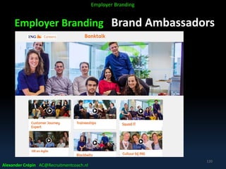 Employer Branding Brand Ambassadors
Alexander Crépin AC@Recruitmentcoach.nl
120
Employer Branding
 