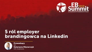 5 ról employer
brandingowca na Linkedin
Prowadzący
Katarzyna Młynarczyk
CEO, Socjomania
 