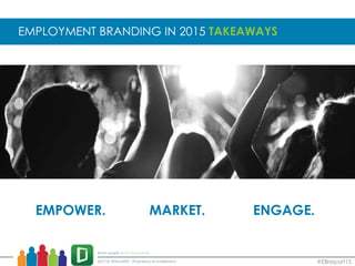 EMPLOYMENT BRANDING IN 2015 TAKEAWAYS
#EBreport15
EMPOWER. MARKET. ENGAGE.
 