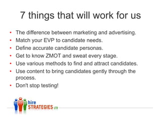 Core recruitment markets
• X job role.
• Y job role.
• Z job role.
 