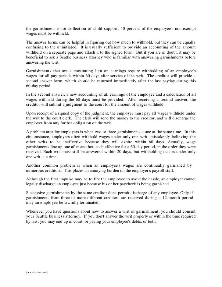 Employer's responsibilities in garnishing workers' wages