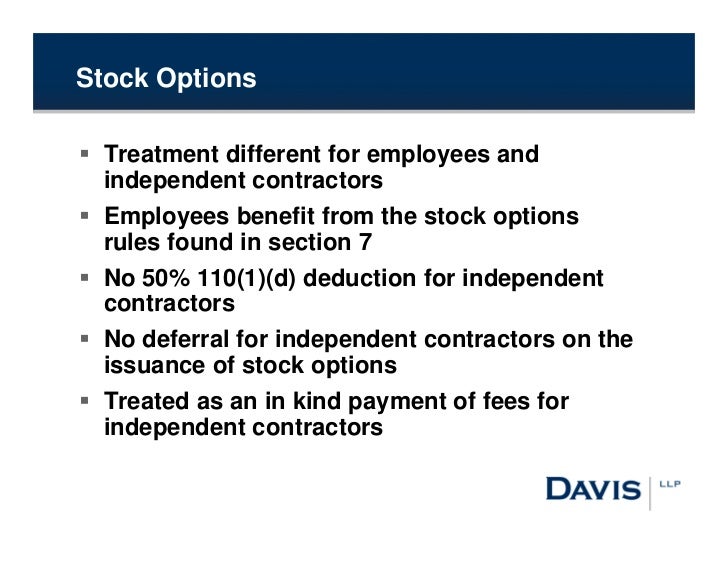 independent contractor stock option