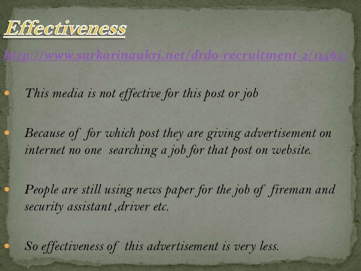 employment advertisement medium and its effectiveness